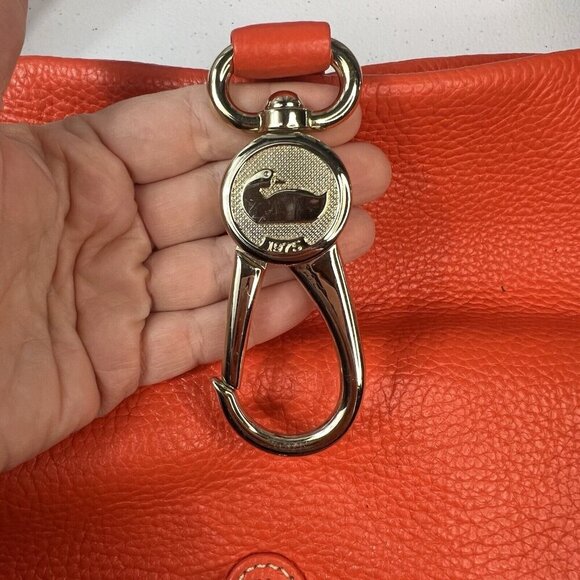 Dooney & Bourke Women Pebble Grain Belvedere Logo Lock Handbag Purse Orange EUC - Picture 7 of 13